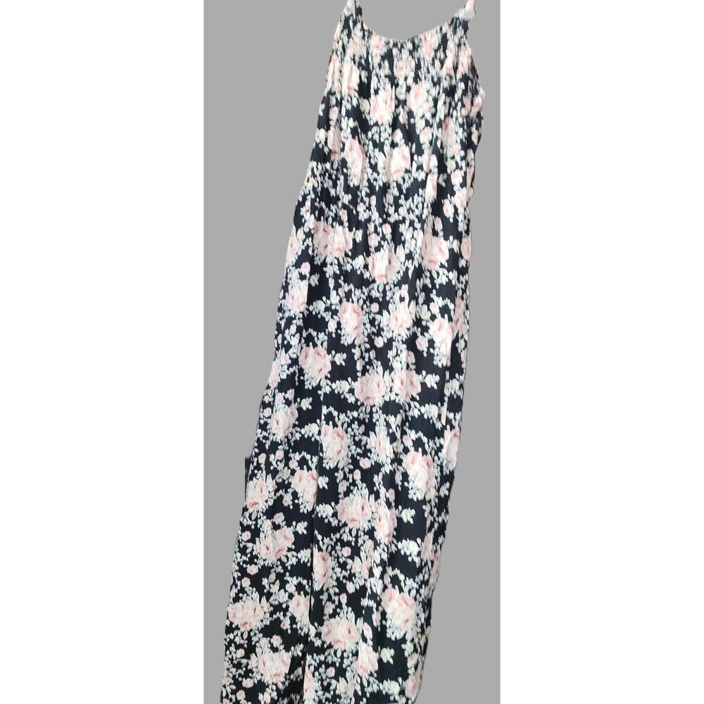 AUW Black Floral Spaghetti Straps Maxi Dress - size 1X
